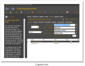 Training Records Acticvities screen